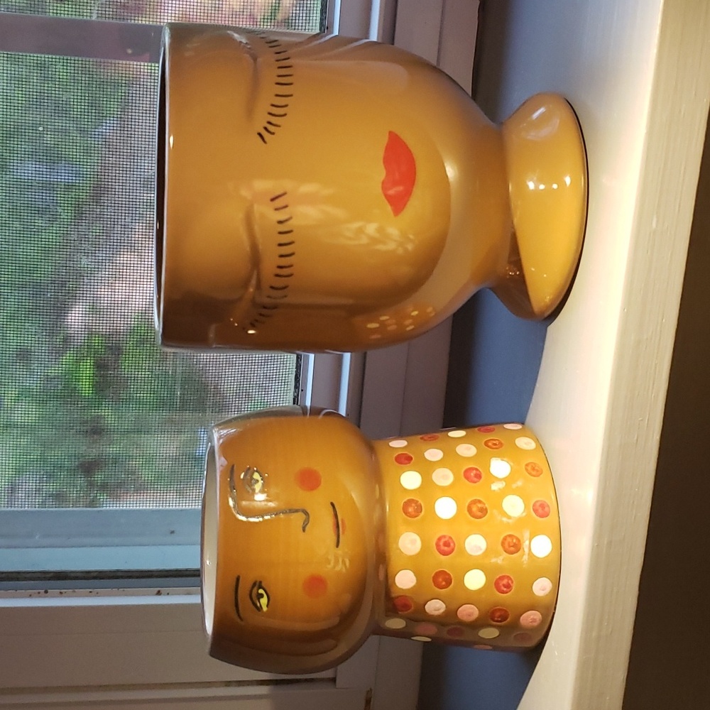 OPALHOUSE planter Stoneware face/dots 4in